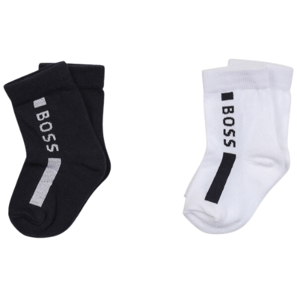 2 PARES MEDIAS BOSS INFANTIL J00100 AZUL MARINO/BLANCO