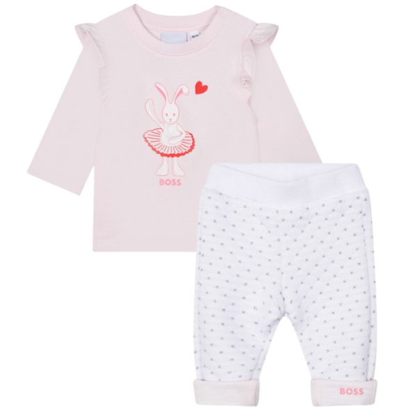 CONJUNTO BOSS INFANTIL J98383 ROSA/BLANCO