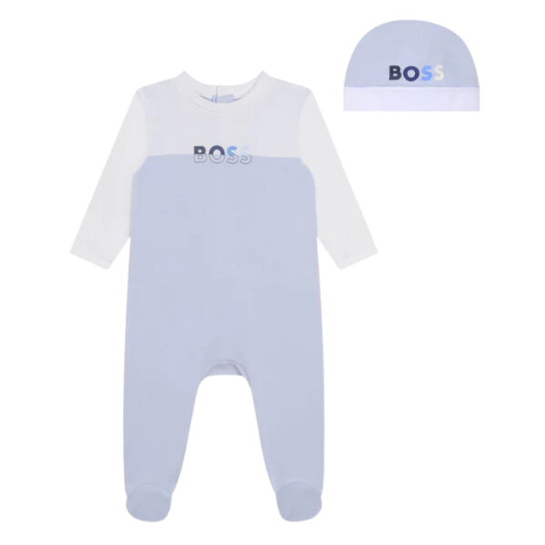 ENTERIZO+GORRA BOSS INFANTIL J98359 CELESTE