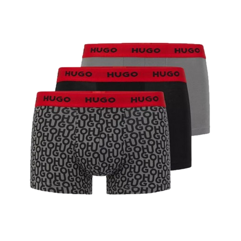 3 BOXER HUGO 50480170 GRIS/NEGRO