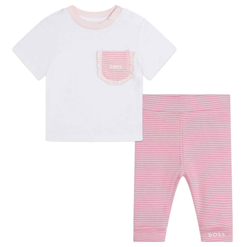 CONJUNTO BOSS KIDS J98395 BLANCO/ROSA