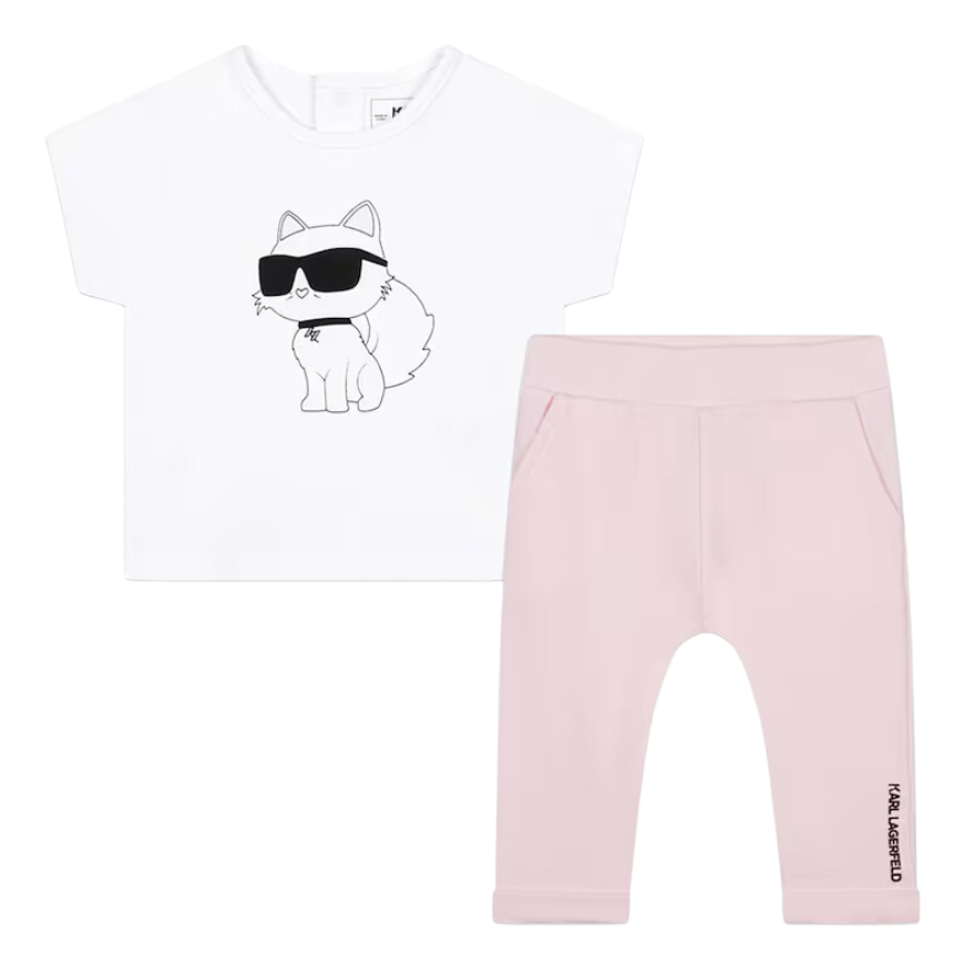 CONJUNTO KARL LAGERFELD KIDS Z98127 ROSA/BLANCO