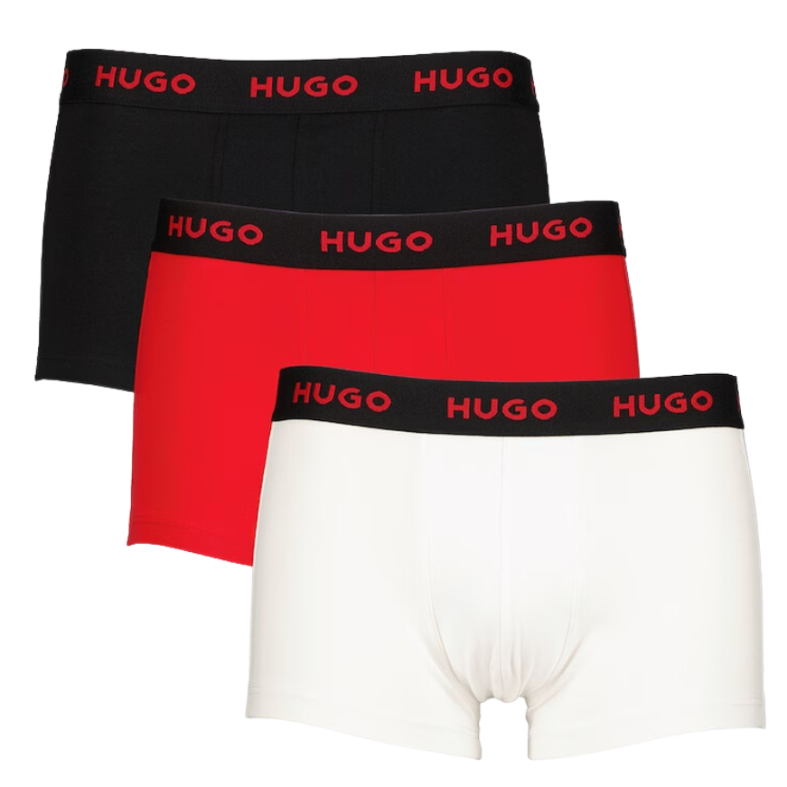 3 BOXERS HUGO 50469766 NEGRO/ROJO/BLANCO