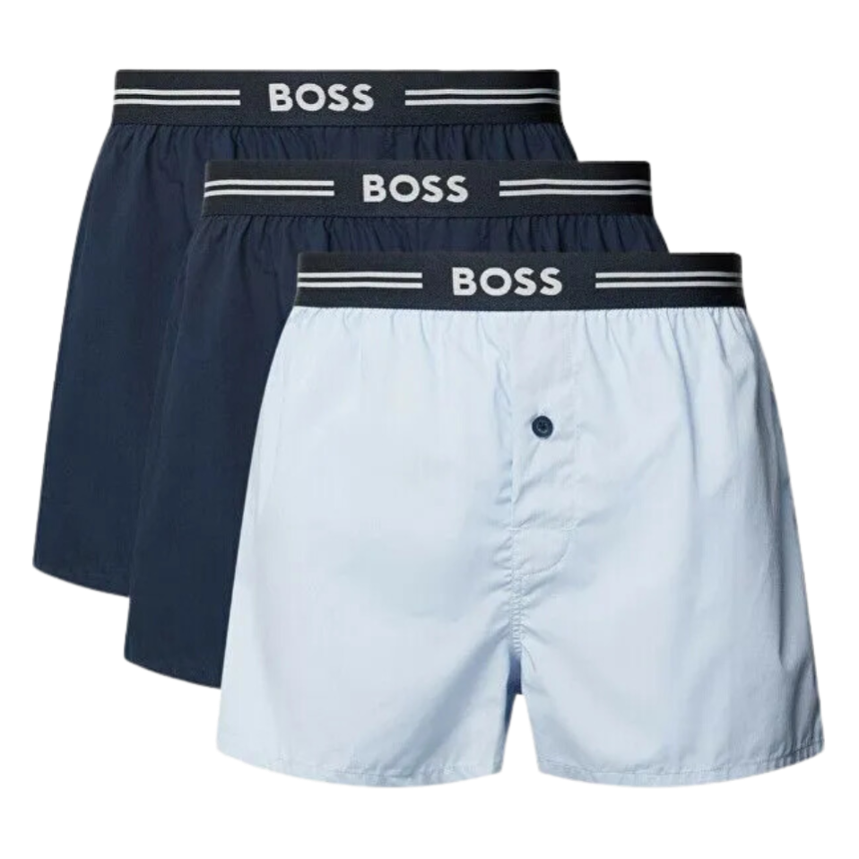 3 BOXER BOSS 50480034 AZUL MARINO/BLANCO