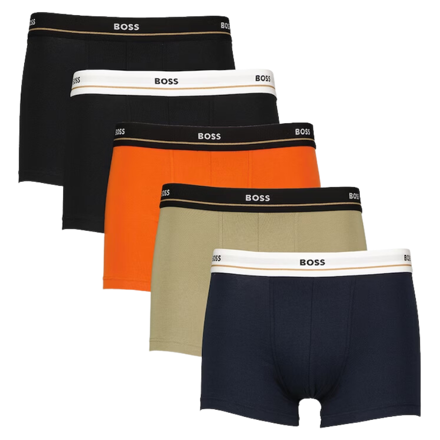 5 BOXER BOSS 50495437 NEGRO/NARANJA/MARRÓN/AZUL