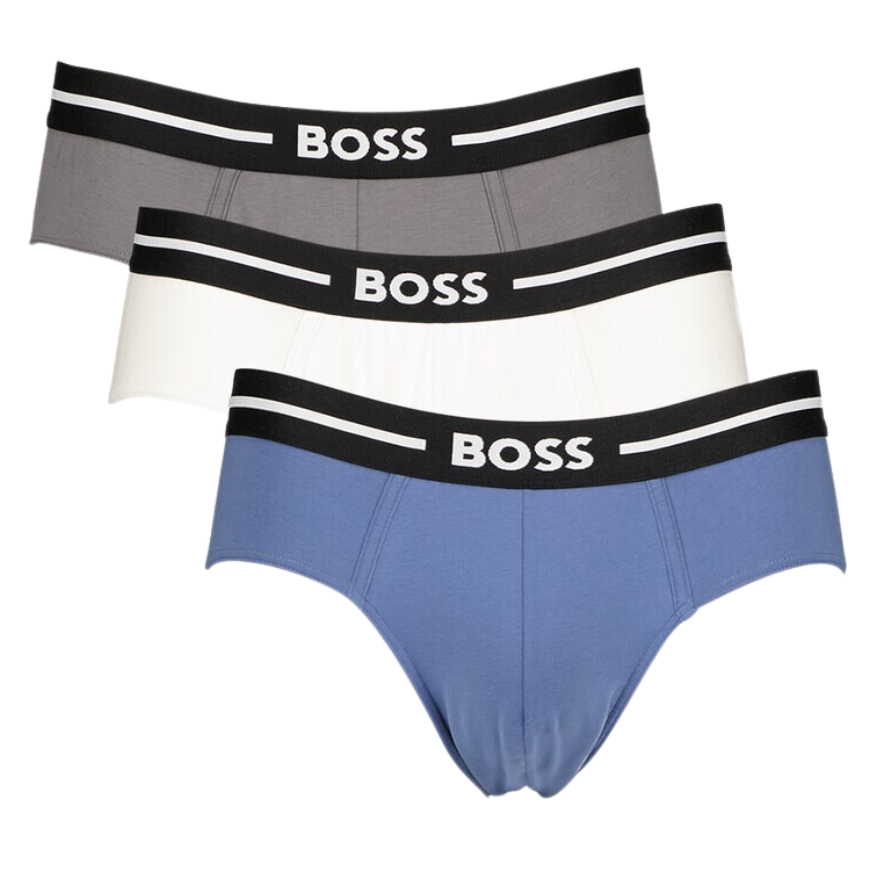 3 CALZONCILLOS BOSS 50489598 GRIS/BLANCO/AZUL