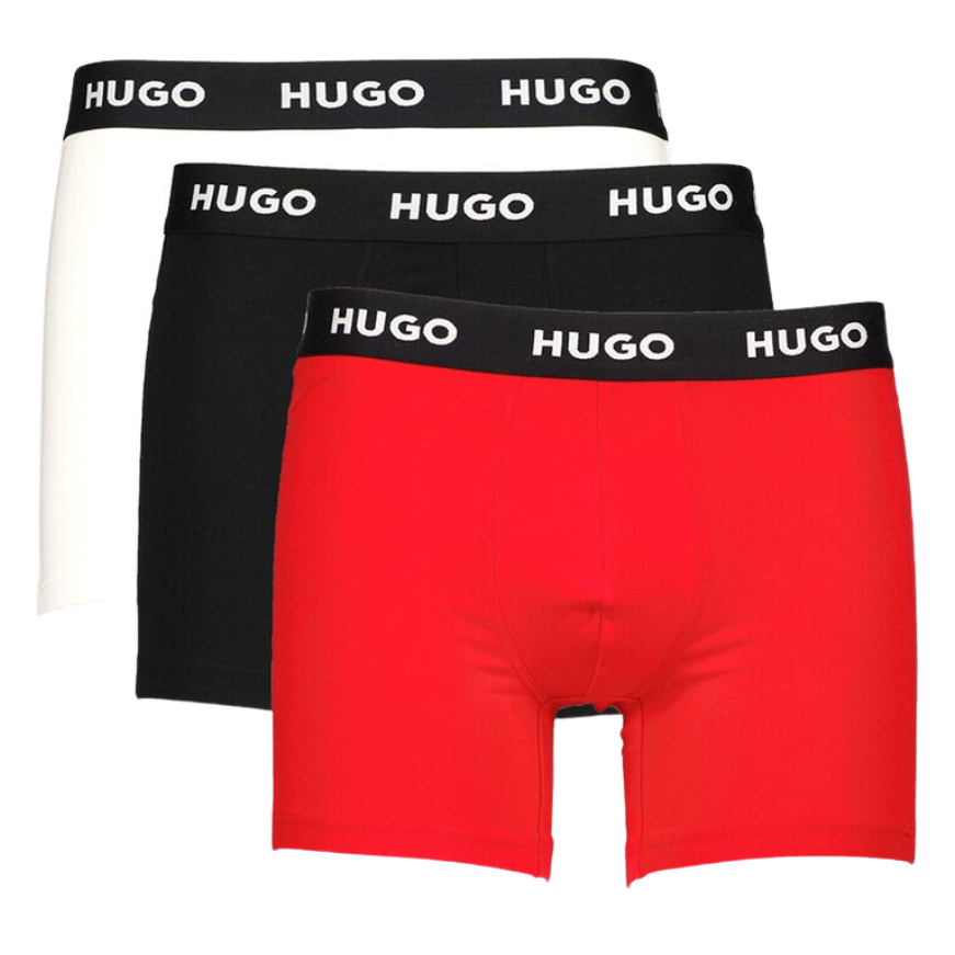 3 BOXER HUGO 50492348 BLANCO/NEGRO/ROJO