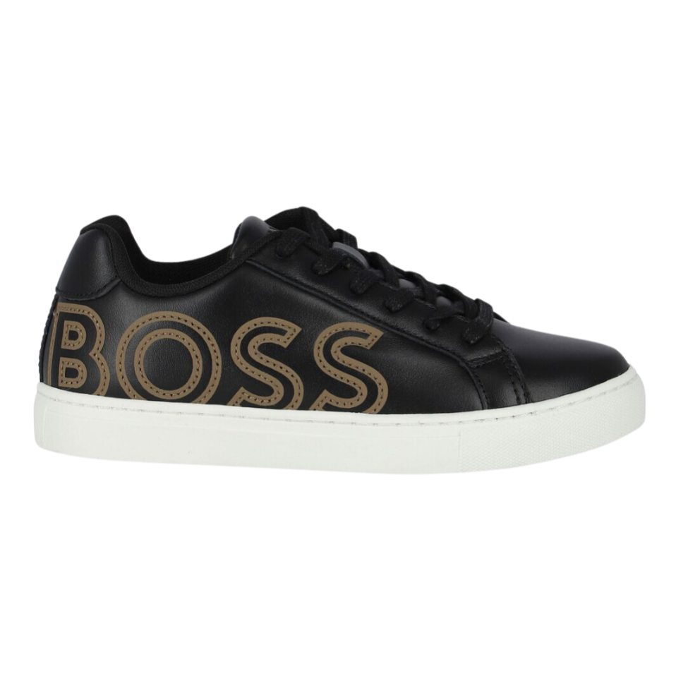 TENIS KIDS BOSS J29349 NEGRO/MARRÓN