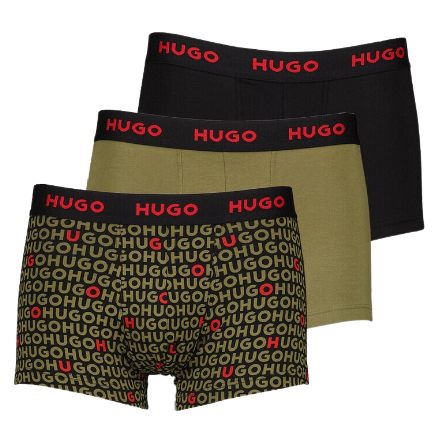 3 BOXER HUGO 50480170 VERDE/NEGRO