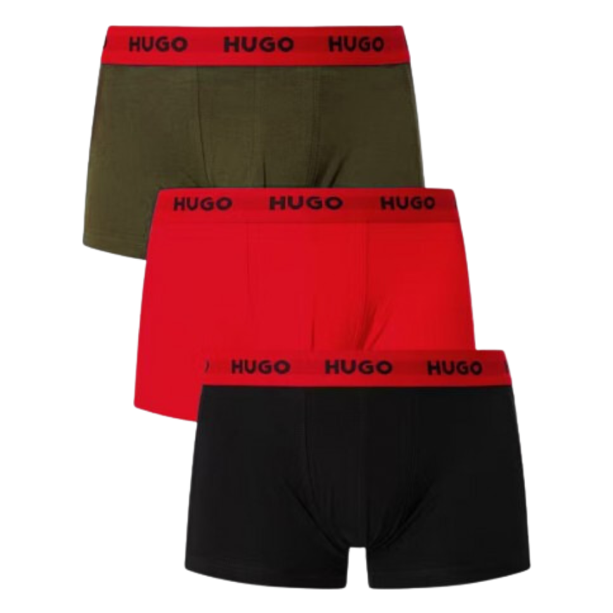 3 BOXER HUGO 50469766 ROJO/NEGRO/VERDE