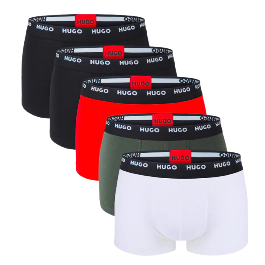 5 BOXER HUGO 50479944 NEGRO/VERDE/BLANCO/ROJO