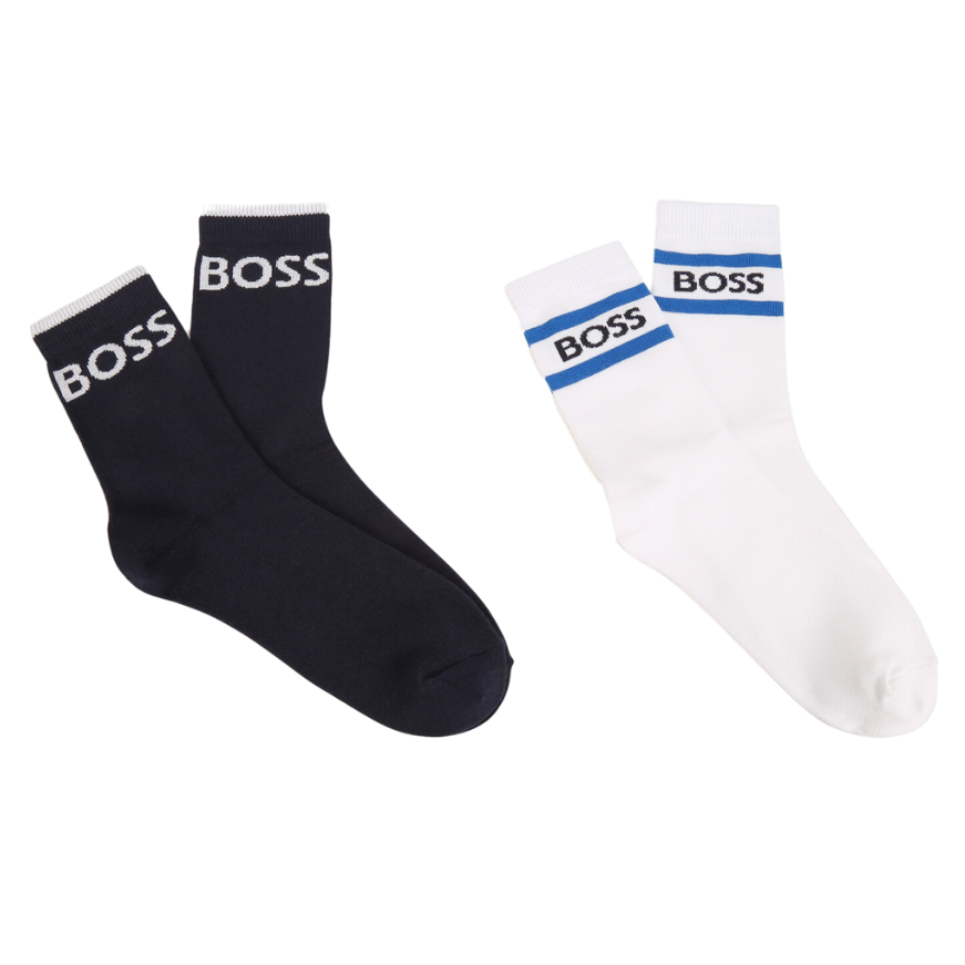 2 MEDIAS BOSS KIDS J20407 AZUL/BLANCO