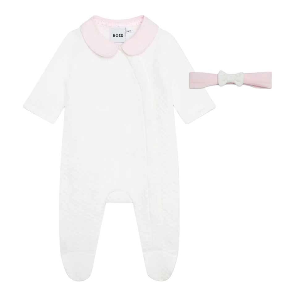 ENTERIZO/VINCHA BOSS KIDS J98443 BLANCO/ROSA