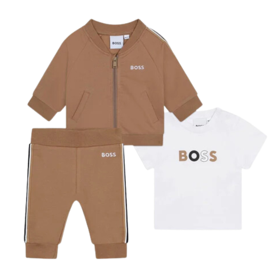 CONJUNTO BOSS KIDS J98410 MARRÓN