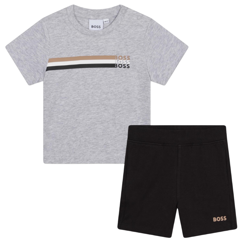 CONJUNTO BOSS KIDS J08080 GRIS/NEGRO