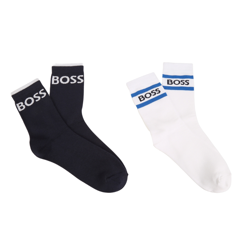 2 MEDIAS BOSS KIDS J20406 AZUL/BLANCO