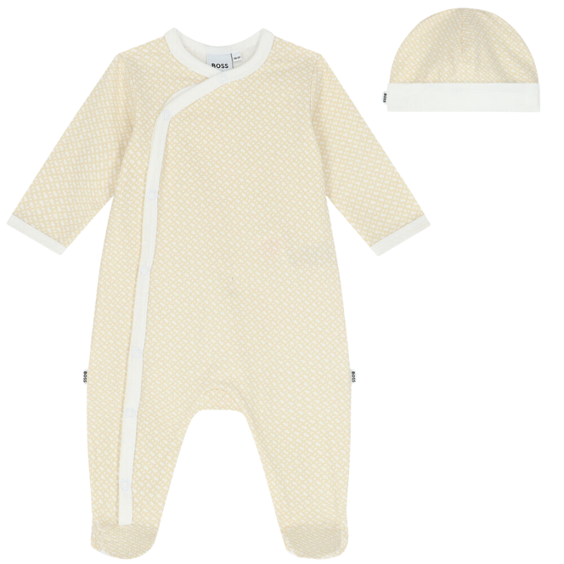 SET ENTERIZO BOSS KIDS J98438 BEIGE/BLANCO