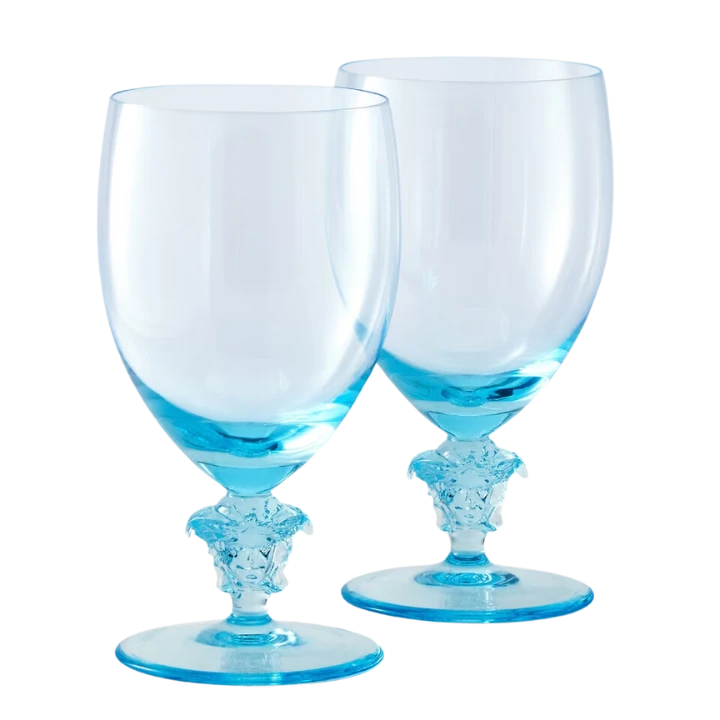 2 COPOS DE ÁGUA VERSACE HOME MEDUSA LUMIERE AZUL