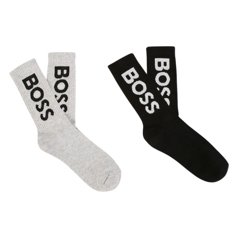 2 MEDIAS BOSS KIDS J20406 NEGRO/BLANCO