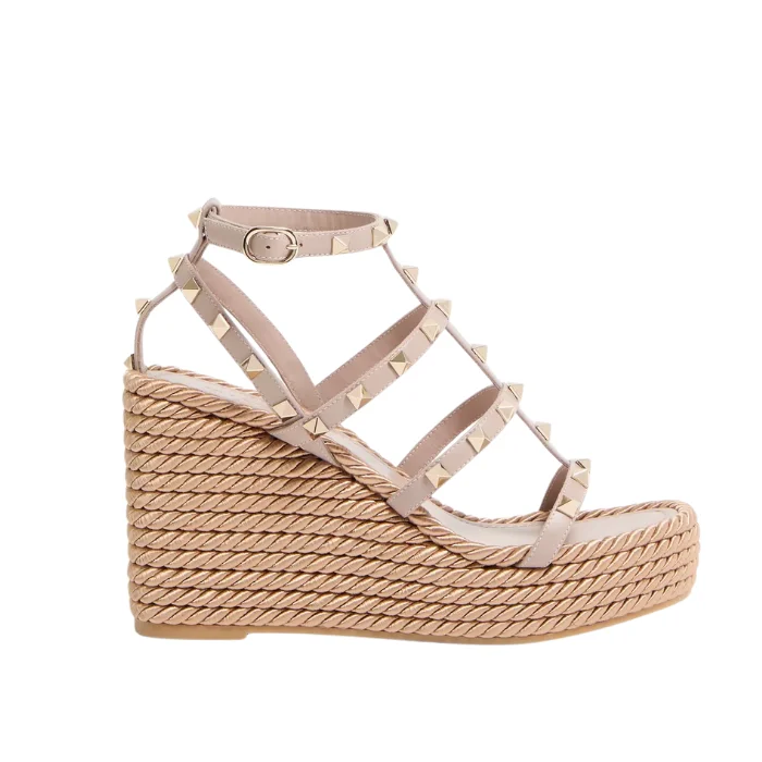 VALENTINO GARAVANI ROCKSTUD WEDGE SANDALS S0F95BAE